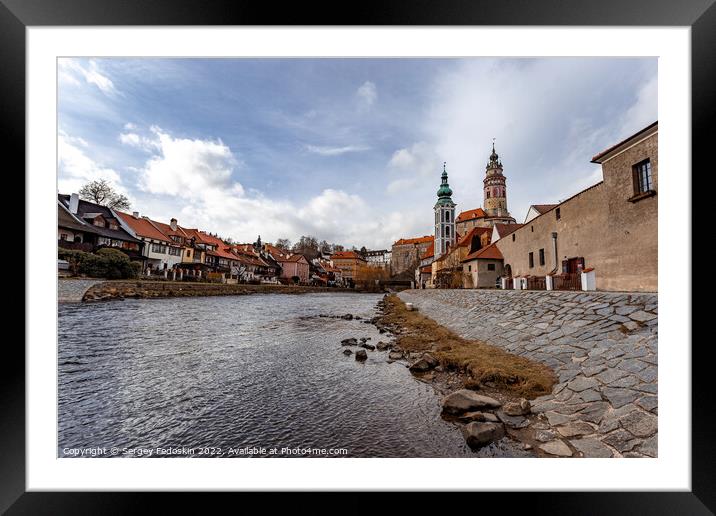 Cesky Krumlov cityscape with castle and old town, Czechia Framed Mounted Print by Sergey Fedoskin