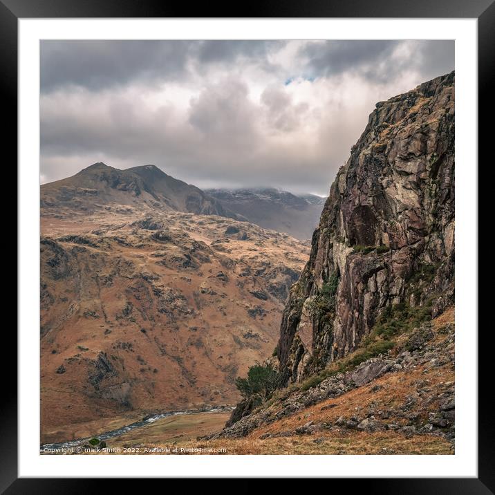 Hardknott towards Scafell Pike, Lake District Framed Mounted Print by mark Smith