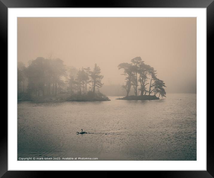 Tarn Hows in Mist Framed Mounted Print by mark Smith
