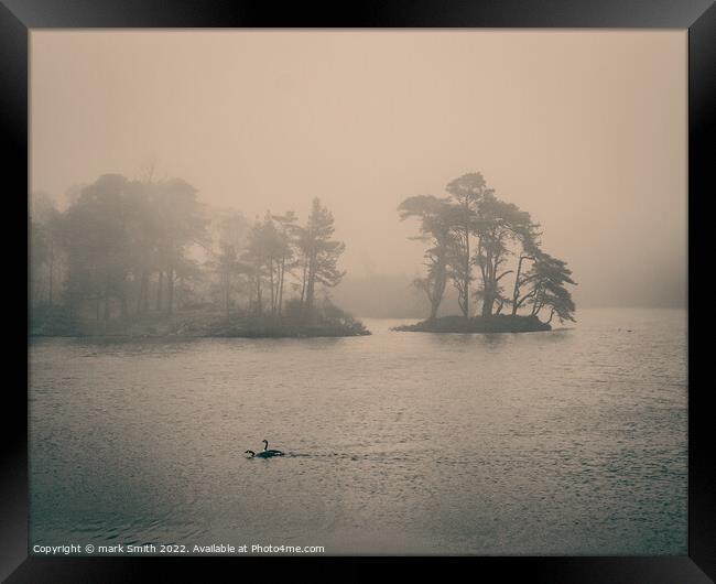 Tarn Hows in Mist Framed Print by mark Smith