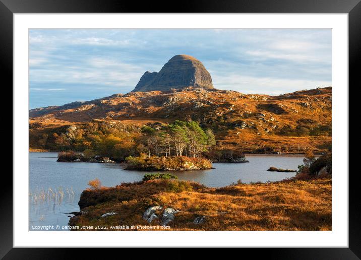 Suilven in Autumn Loch Suardalain Scotland Framed Mounted Print by Barbara Jones