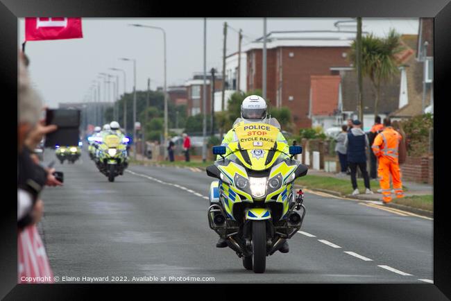 Police on motorbikes Framed Print by Elaine Hayward