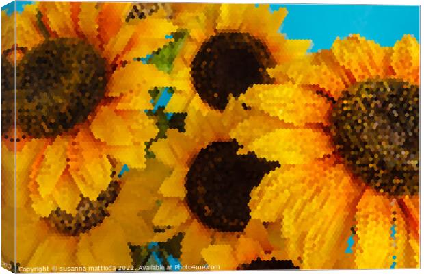 PIXEL ART ON sunflowers Canvas Print by susanna mattioda