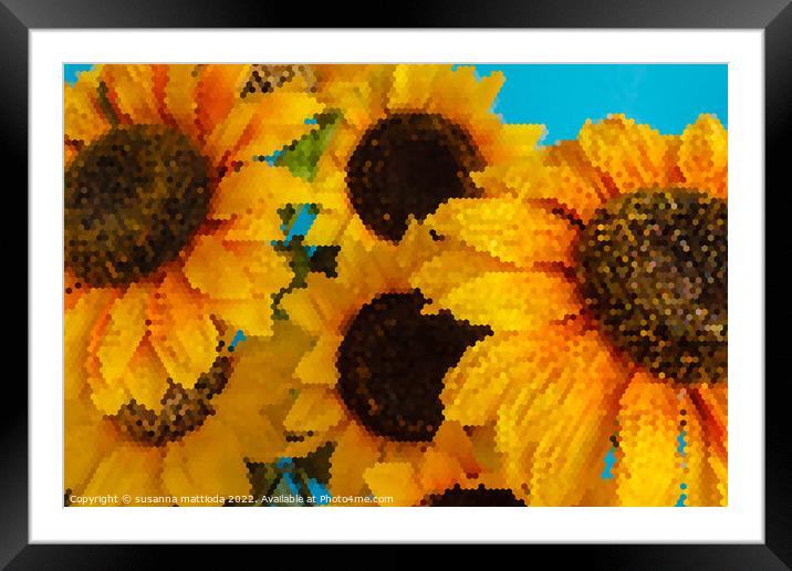 PIXEL ART ON sunflowers Framed Mounted Print by susanna mattioda