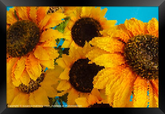 PIXEL ART ON sunflowers Framed Print by susanna mattioda