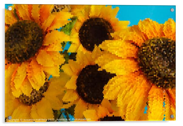 PIXEL ART ON sunflowers Acrylic by susanna mattioda