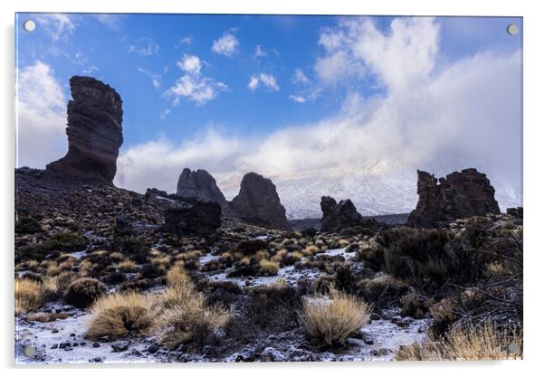 Winter on Mount Teide Tenerife Acrylic by Phil Crean