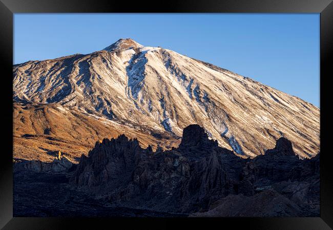 Snow covered Mount Teide Tenerife Framed Print by Phil Crean