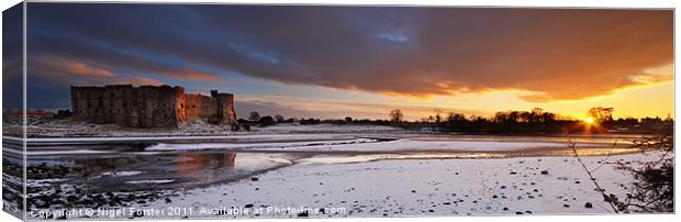 Carew Castle Winter Sunset Canvas Print by Creative Photography Wales