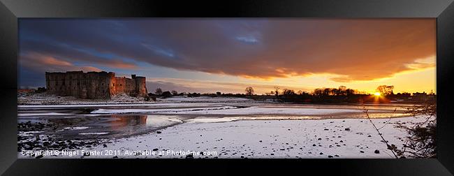 Carew Castle Winter Sunset Framed Print by Creative Photography Wales