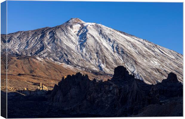 Snow covered Mount Teide Tenerife Canvas Print by Phil Crean