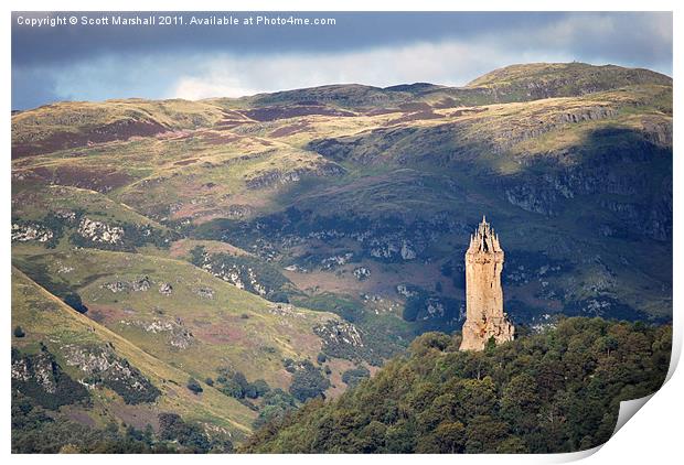 Wallace Monument - Stirling Print by Scott K Marshall