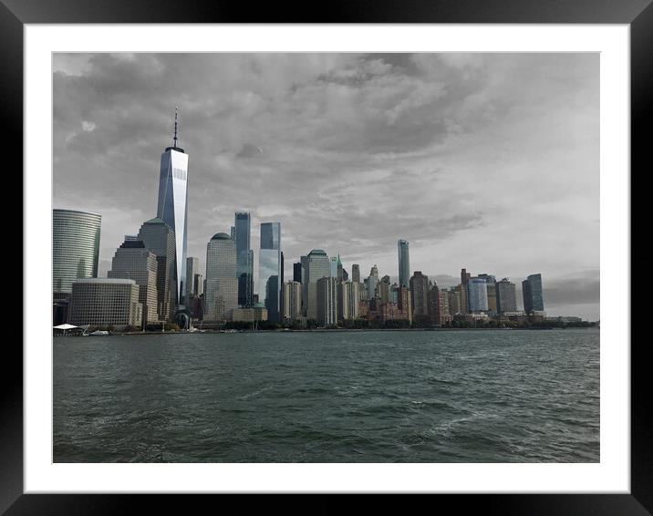 Manhattan Island from the Hudson river Framed Mounted Print by Michael Hopes