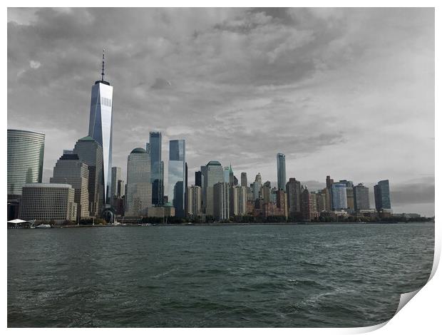 Manhattan Island from the Hudson river Print by Michael Hopes