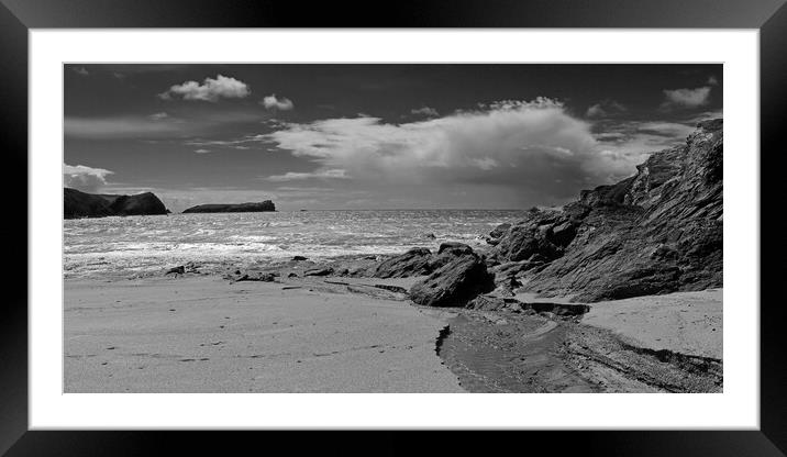 Pollurian beach in Cornwall Framed Mounted Print by Michael Hopes