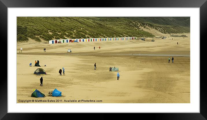 Woolacombe Beach and Huts Framed Mounted Print by Matthew Bates