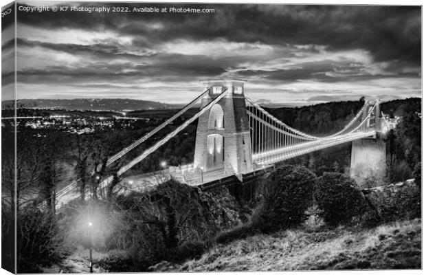 The Clifton Suspension Bridge Canvas Print by K7 Photography