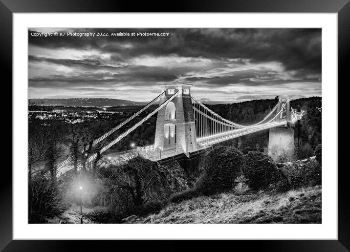 The Clifton Suspension Bridge Framed Mounted Print by K7 Photography