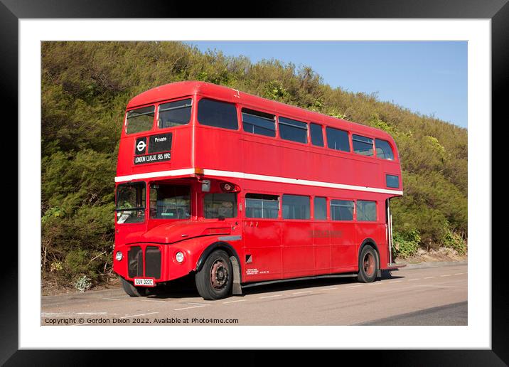 The classic red  'routemaster' London bus - Seafront, Brighton Framed Mounted Print by Gordon Dixon