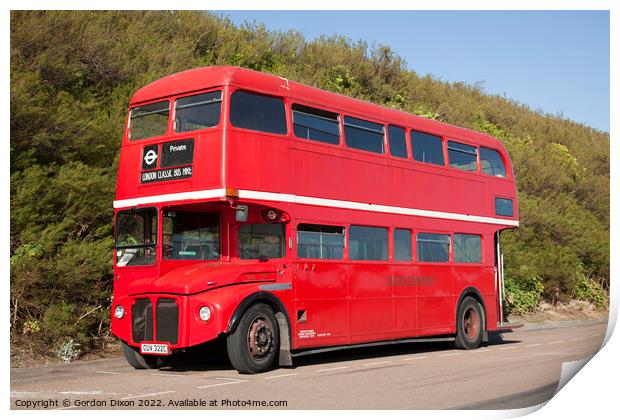 The classic red  'routemaster' London bus - Seafront, Brighton Print by Gordon Dixon