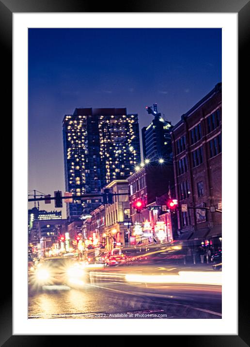 Downtown Nashville, Tennessee On A Saturday Night Framed Mounted Print by Peter Greenway