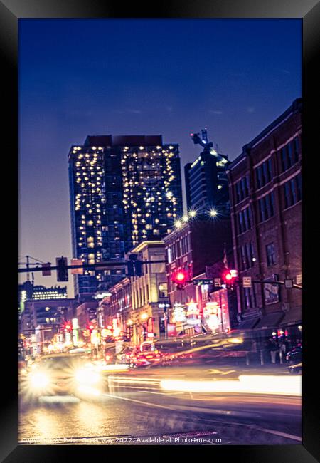 Downtown Nashville, Tennessee On A Saturday Night Framed Print by Peter Greenway