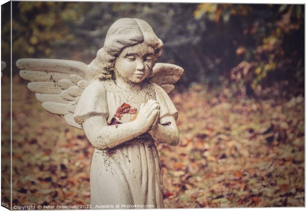 Graveside Angel at The Denson Landing Cemetery, Tennessee Canvas Print by Peter Greenway