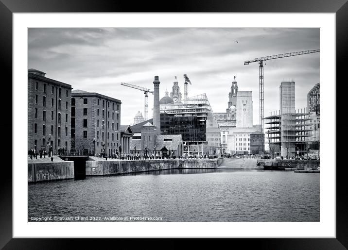 Liverpool Docks Black and White Framed Mounted Print by Stuart Chard