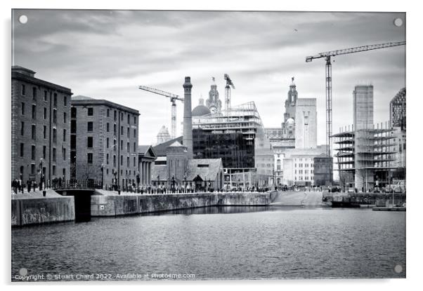 Liverpool Docks Black and White Acrylic by Travel and Pixels 