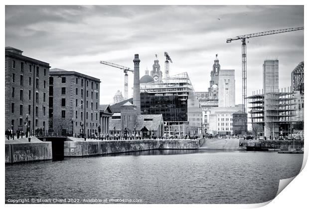 Liverpool Docks Black and White Print by Stuart Chard