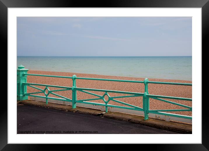 Cast iron railings on Brighton Seafront Framed Mounted Print by Gordon Dixon