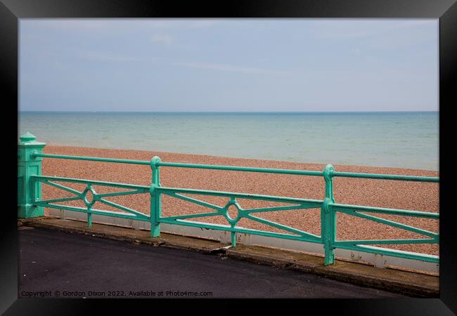 Cast iron railings on Brighton Seafront Framed Print by Gordon Dixon