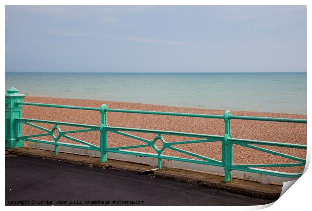 Cast iron railings on Brighton Seafront Print by Gordon Dixon