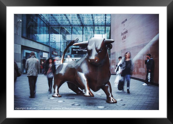 Birmingham Bull sculpture Framed Mounted Print by Travel and Pixels 