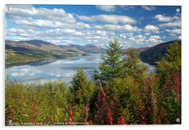Loch Carron Autumn Colours Scotland. Acrylic by Barbara Jones