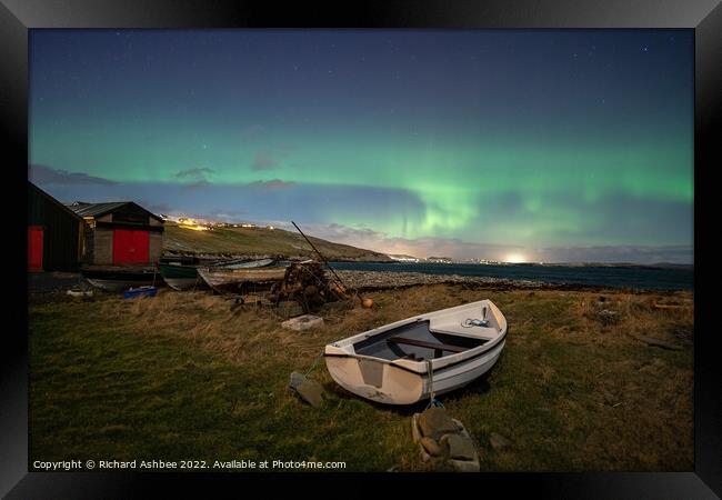 Magnificent Aurora over Shetland Framed Print by Richard Ashbee