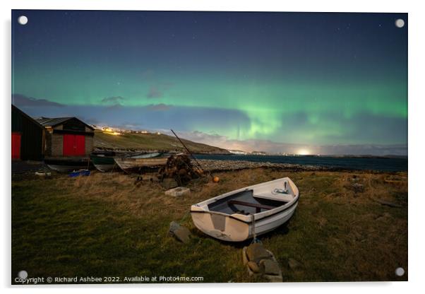Magnificent Aurora over Shetland Acrylic by Richard Ashbee