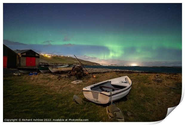 Magnificent Aurora over Shetland Print by Richard Ashbee