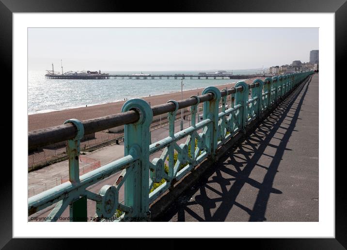 Brighton upper promenade, beach and pier Framed Mounted Print by Gordon Dixon