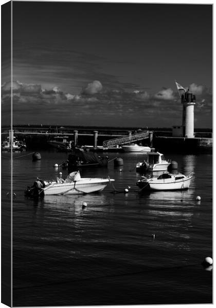 View on Phare de la Flotte in black and white Canvas Print by youri Mahieu