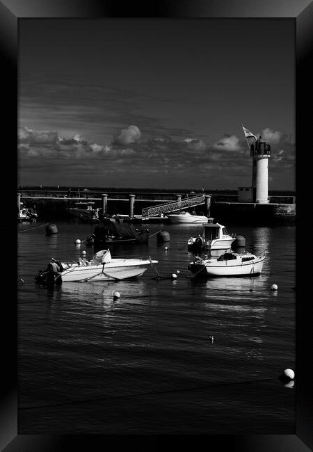 View on Phare de la Flotte in black and white Framed Print by youri Mahieu
