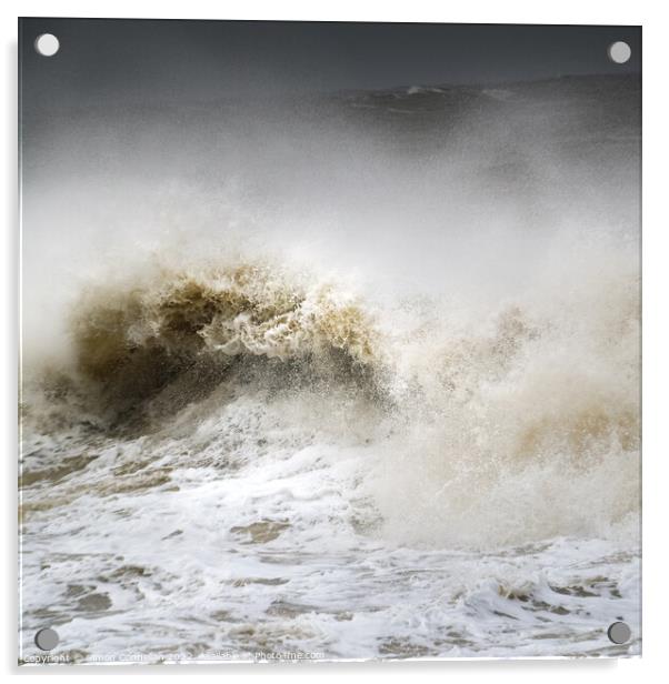 Stormy Waves, Llantwit Major Acrylic by Simon Connellan