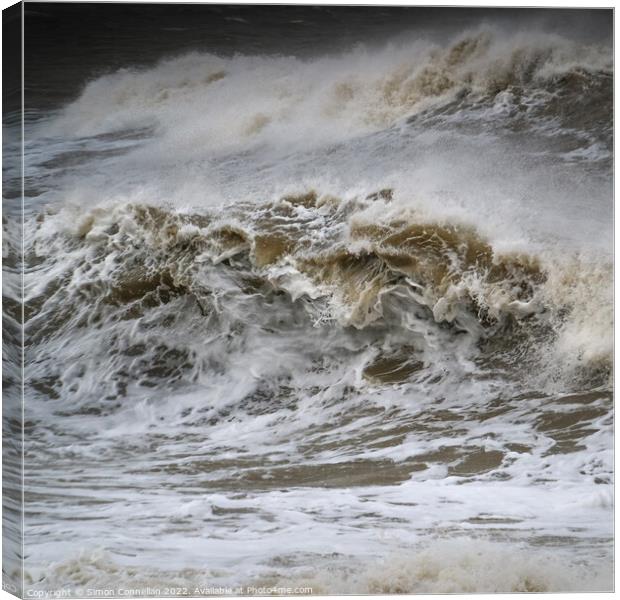 Stormy Waves, Llantwit Major  Canvas Print by Simon Connellan