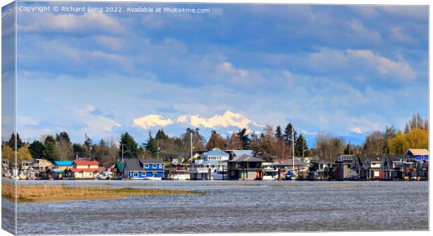 Float homes on the Fraser River Canvas Print by Richard Long