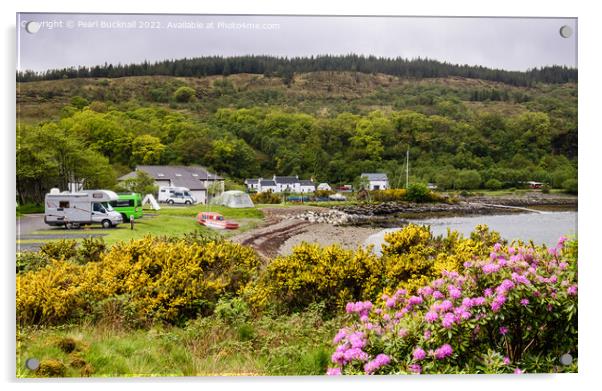 Camping at Craignure Isle of Mull Scotland Acrylic by Pearl Bucknall