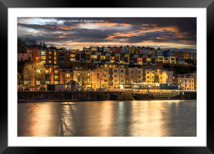 Glittering Bristol Harbour at Night Framed Mounted Print by K7 Photography