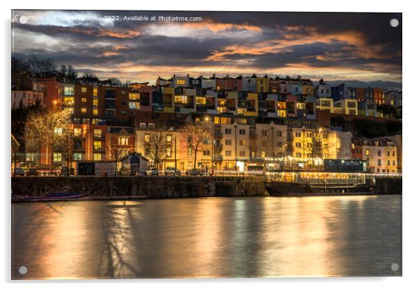 Glittering Bristol Harbour at Night Acrylic by K7 Photography
