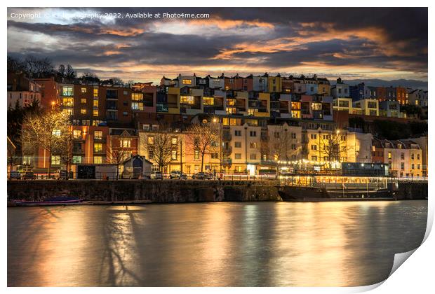 Glittering Bristol Harbour at Night Print by K7 Photography