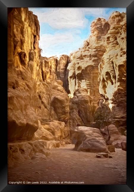 The Road Into Petra Framed Print by Ian Lewis