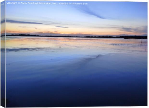 sunset over the river a view from Roscommon Ireland Canvas Print by Anish Punchayil Sukumaran